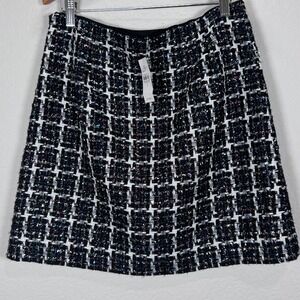 LOFT Tweed Mini Skirt Sparkle Black‎ White Career Party Size 4 BNWT